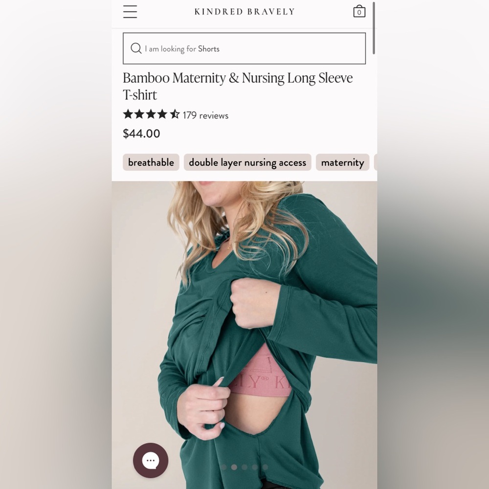 Kindred Bravely Bamboo Maternity & Nursing Long Sleeve Tee - Green Size Large